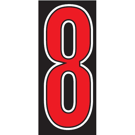 Ez Line 7 1/2" Red, Black & White Adhesive Windshield Numbers: 8 Pk12 103-EZ-8